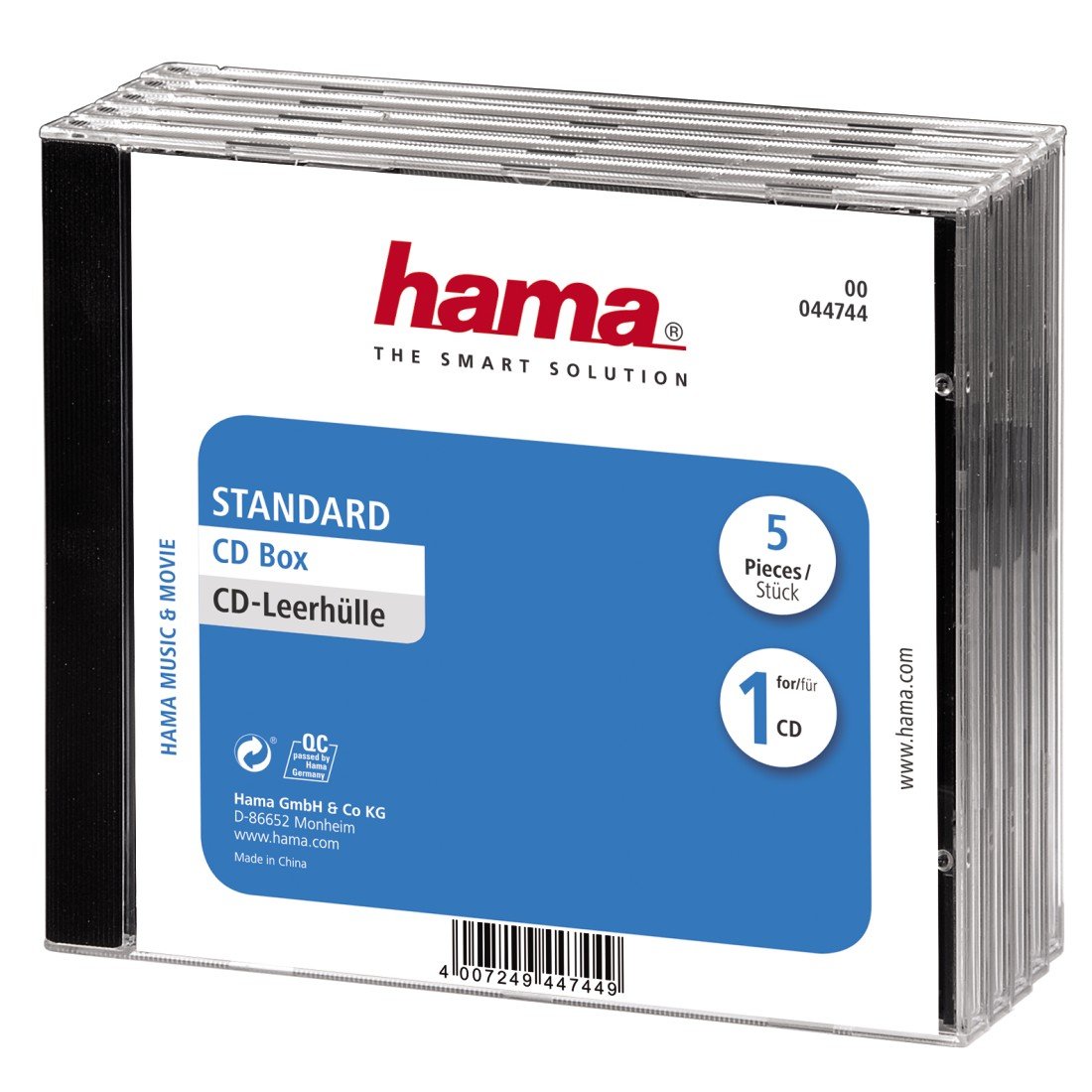 Hama CD Jewel Case Pack of 5 Transparent/Black