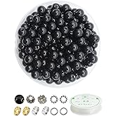 ZHFMLY 10mm Black Glass Beads for Bracelet DIY Handmade Round Lampwork Smooth Loose Bracelet Beads for Necklac-Earring- Jewelry Making MS-223