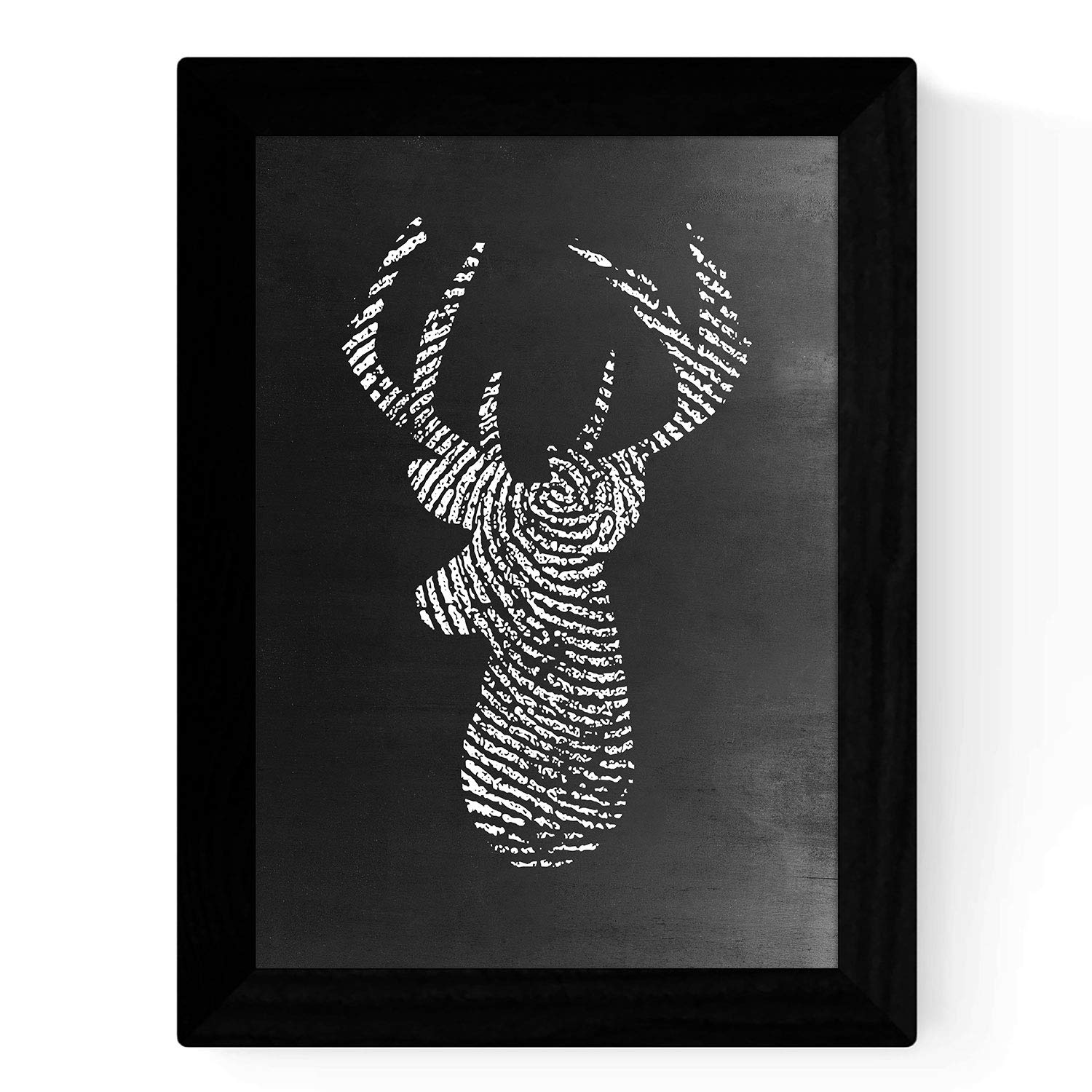 Nacnic Deer black and white sheet size A3 Poster deer with black background blackboard style. Frameless