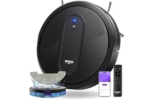 MONSGA Robot Vacuums and mop, Powerful Suction Robotic Vacuum, 140Min Runtime, Vacuum Robot for Hard Floor, Low Pile Carpet, 
