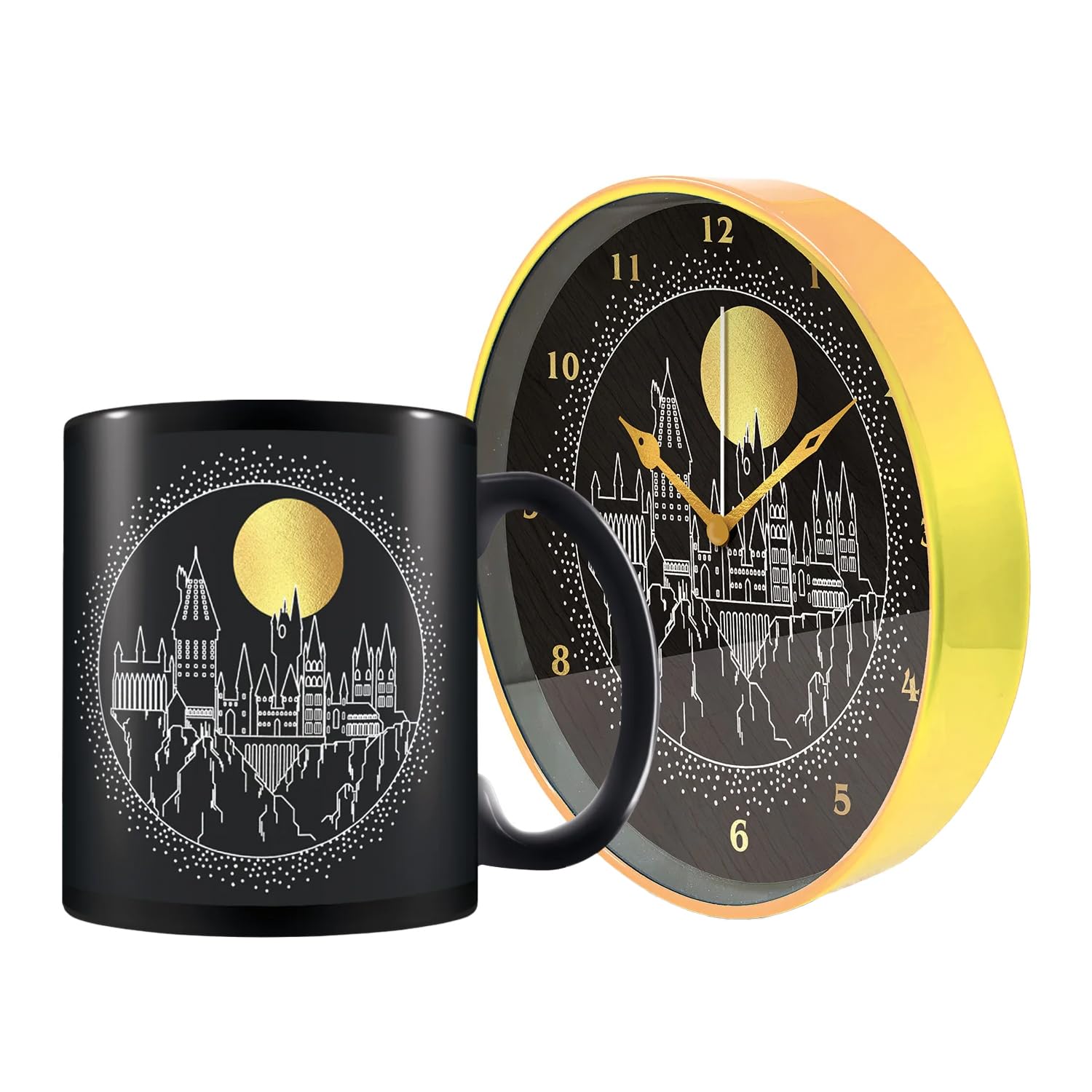 Harry Potter Mug and Alarm Desk Clock Set (Hogwarts Design) Gifts for Women and Men, Gifts for Girls and Boys - Official Merchandise