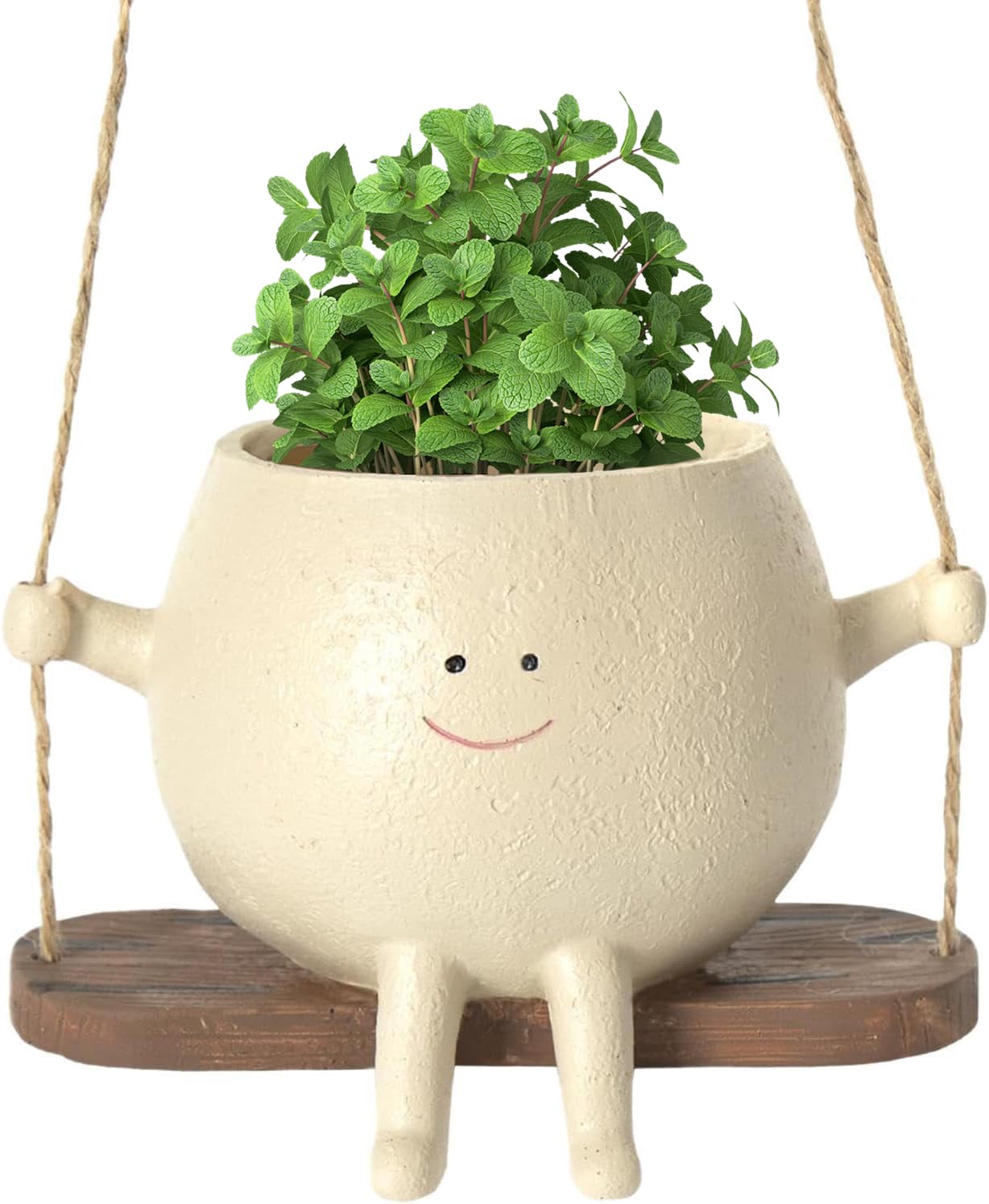 Cat and I Swing Face Planter Pot Hanging Head Planters Cute Resin Flower Pots for Indoor Outdoor, Succulent Cactus Plant Pot for Home Balcony Garden Decor