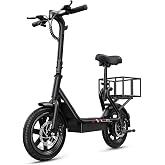 Electric Scooter for Adults, 14" Folding Scooter with Seat, 350W Motor | 19.9 MPH &amp; 15.5 Miles Range, 36V 7.8AH Battery, All-Terrain Tire &amp; Carry Basket, ANSI/CAN/UL2272 Certified, Dual Disc Brakes