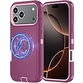 Olinoo Case Compatible with iPhone 17 Pro Max Heavy Duty Shockproof 3-Layer Full-Body Protection Rugged Cover [Compatible with Magsafe] (Wine, iPhone 17 Pro Max)