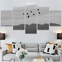 SIGNWIN 5 Panel Canvas Wall Art Modern Art Birds Bohemian Expressive Group Multicolor Photography for Home Decorations Ready to Hang - 60