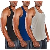 DEVOPS 3 Pack Men's Y-Back Dry Fit Muscle Gym Workout Tank Top