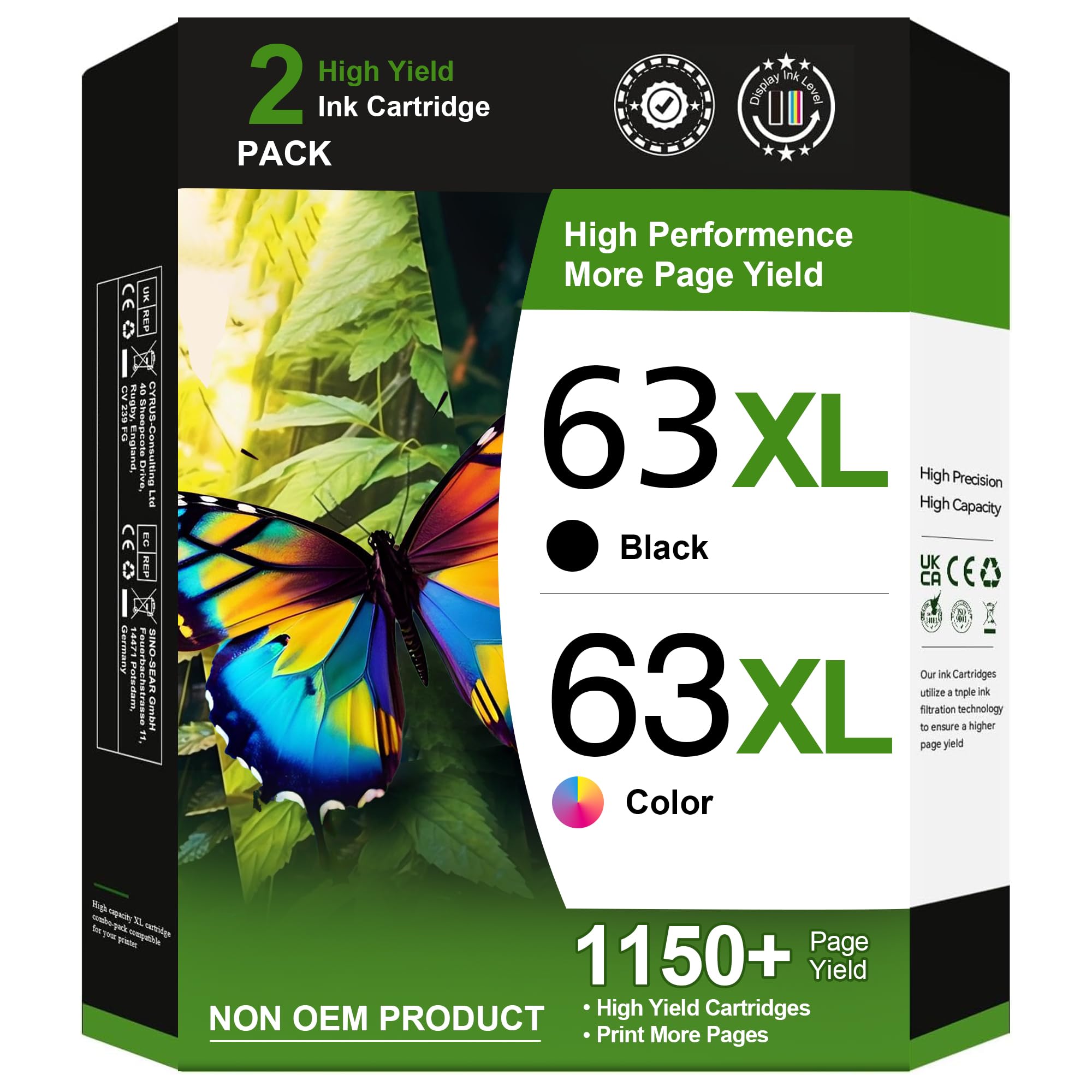 Relcolor 63XL Ink Cartridges Replacement For HP 63 Martinique