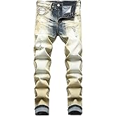 JUNBAOSS Men's Slim Fit Stretch Jeans Ripped Skinny Jeans for Men, Distressed Straight Leg Fashion Comfort Flex Waist Pants