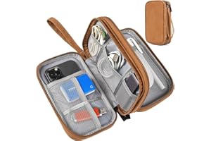 CAOODKDK Electronic Organizer Travel Cable Accessories Case, Electronic Organizer Bag, Waterproof Electronic Accessories Organizer Case for Power Bank, Charging Cords, Chargers, Earphone, USB Cable - Brown