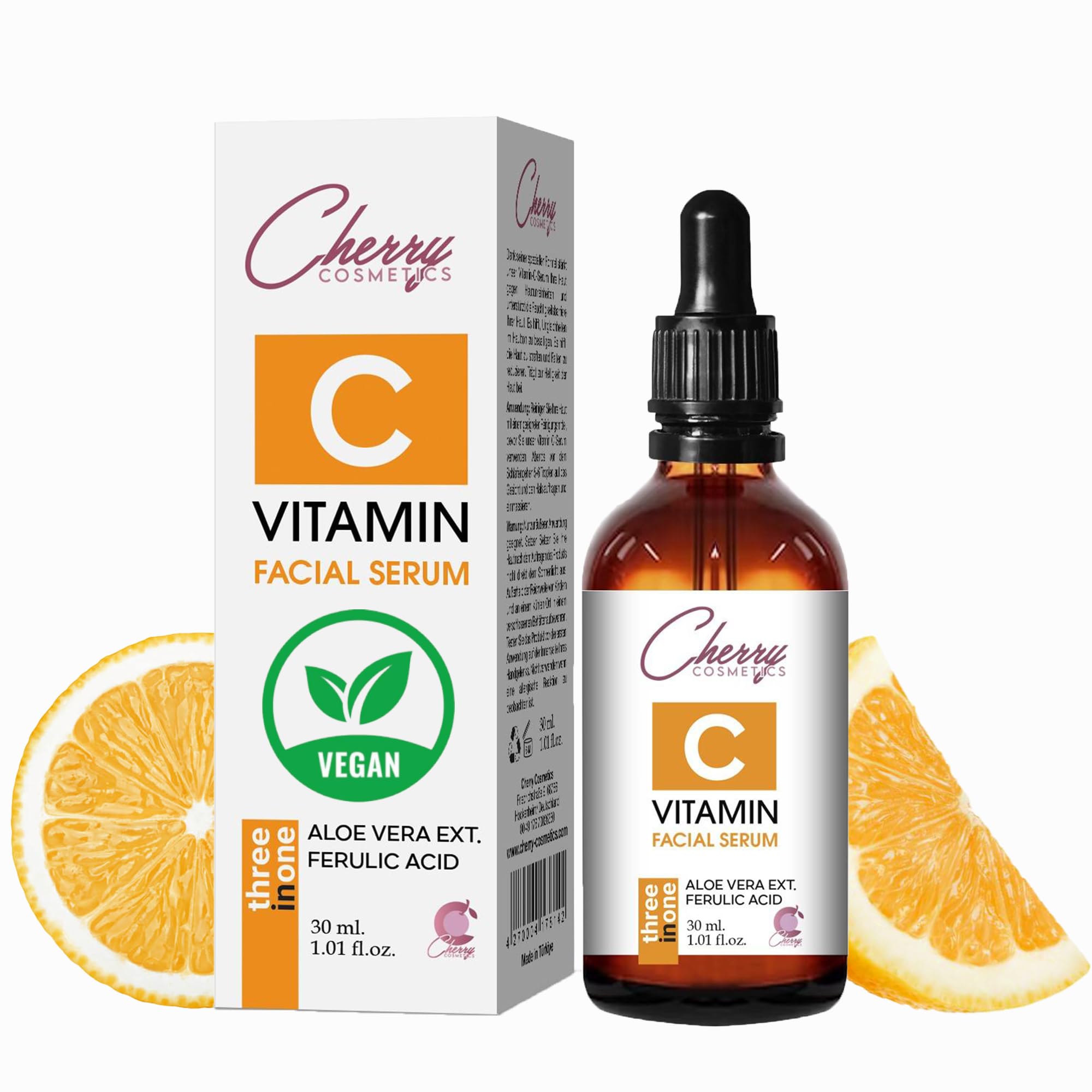 Cherry Cos Vitamin C Serum with Hyaluronic Acid and Anti-Wrinkle Instant Effect. Vitamin C Anti-Ageing, Skin Tag Solutions Face Serum. Moisturising Serum Against Pigment Spots, Pimples and Age Spots