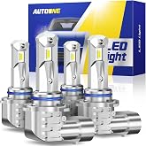 AUTOONE 9005 9006 Bulbs Combo,110000LM 6000K No Error | 9005/HB3 9006/HB4 Fanless Halogen Replacement, 10YR Lifespan, 3 Min Quick Install, Pack of 4