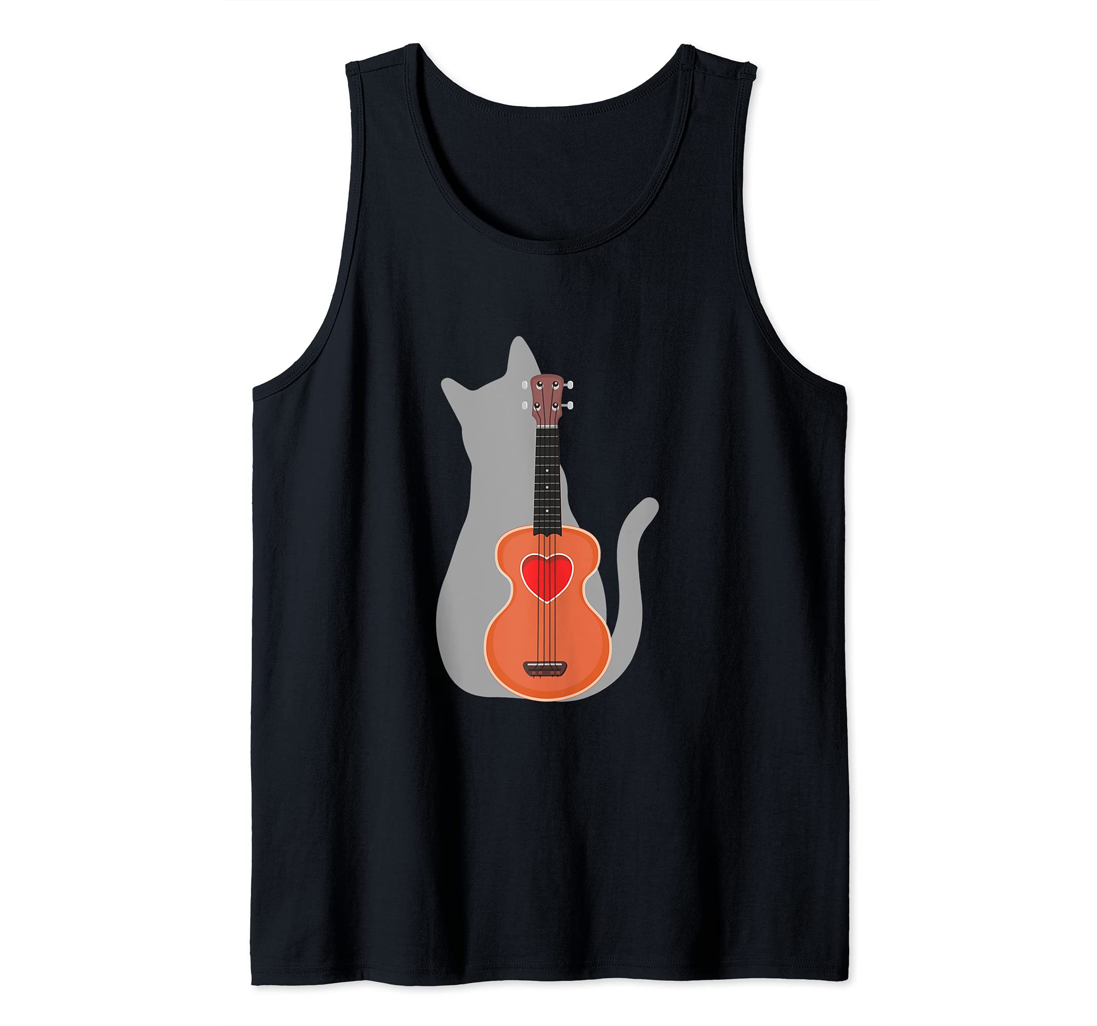 Cat Heart Musician Hawaiian Uke Guitar Acoustic Hawaii Tank Top