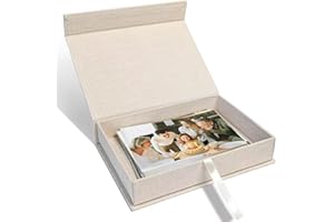 Sprsthai 5x7 Archival Photo Storage Box with Lid – Stackable Memory Keepsake Organizer for Photos, Certificates, Jewelry & Scrapbooking Supplies Beige