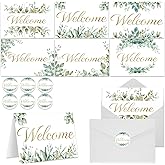 DIFEDO 48 Pack Greenery Welcome Cards Bulk for Guests,Welcome Note Cards with Envelopes and Stickers for Bridal,Business,New Home,Wedding,Anniversary,Baby Shower,Graduation(Greenery)