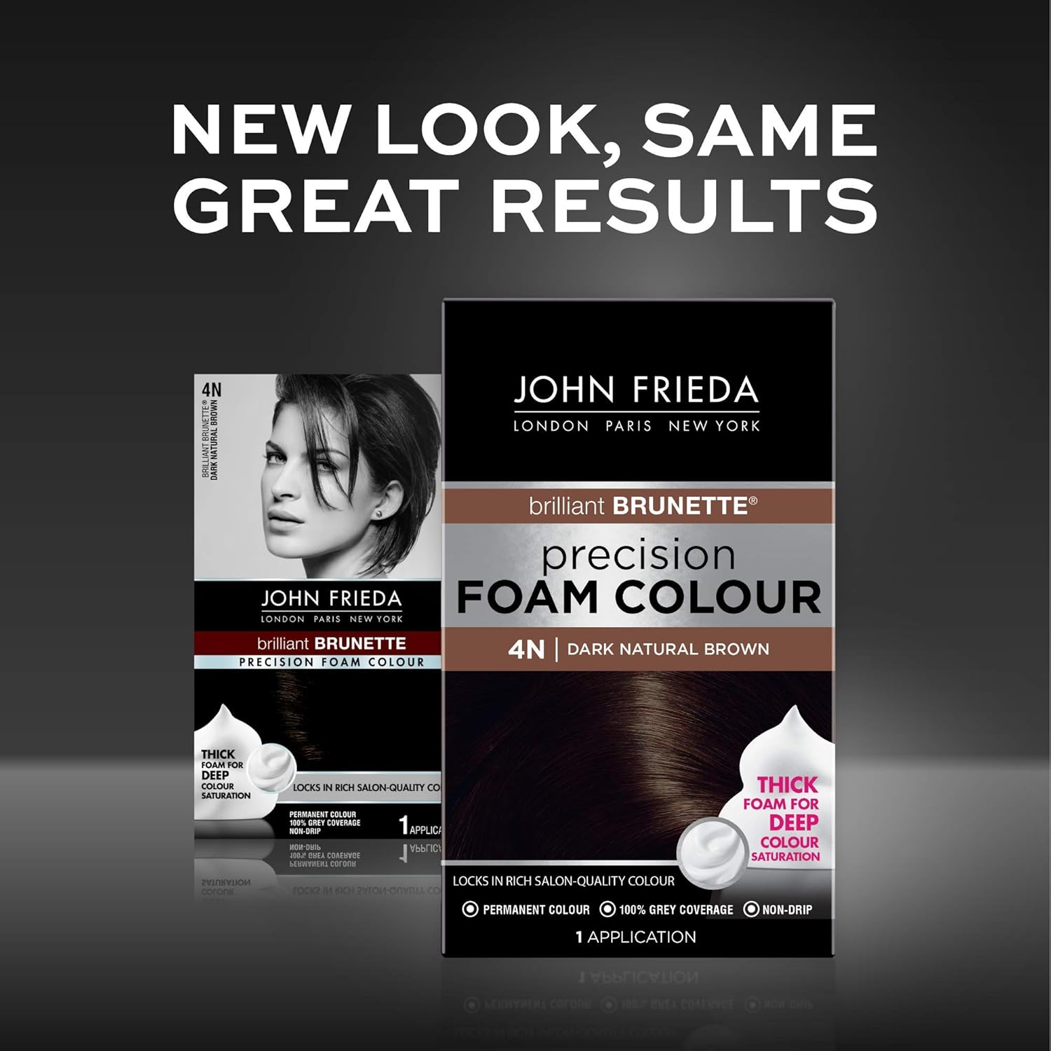 John Frieda Precision Foam Color, Dark Natural Brown 4N, Full-coverage Hair Color Kit, with Thick Foam for Deep Color Saturation: Beauty