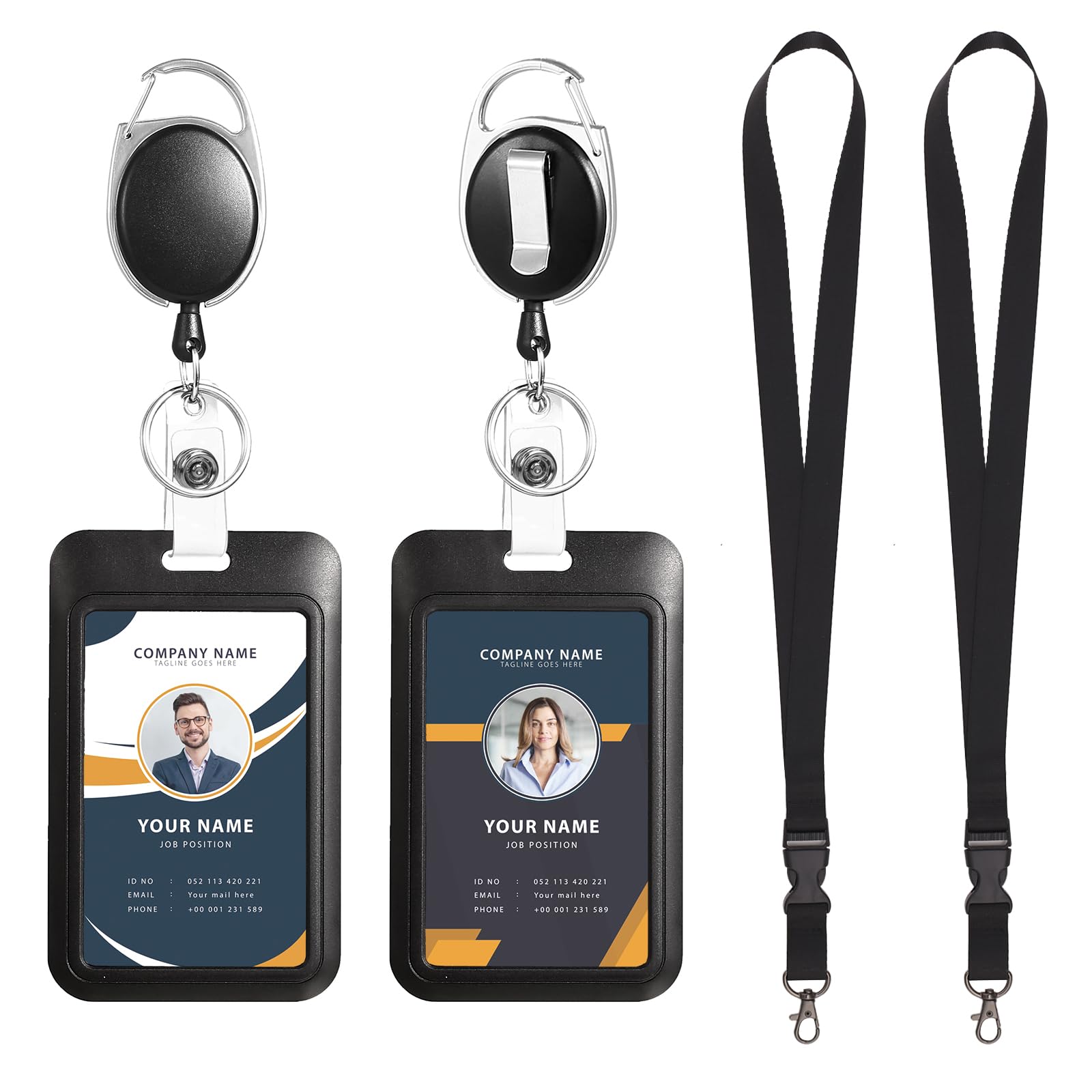 Photo 1 of 2 Pack Lanyards for Id Badges with Badge Holder Heavy Duty Badge Reel Retractable Keychain Clip for Nurse Officer Teacher Security Staff Women Men