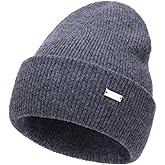 jaxmonoy 100% Merino Wool Knit Winter Beanie Hats for Women Men Soft Warm Double Layer Slouchy Knitted Beanie Skull Cap