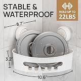 LEVERLOC Corner Shower Caddy 2 Pack Suction Cup White No Drill Rust Free view 3
