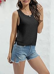 FISACE Womens Summer Knit Sweater Tank Tops Round