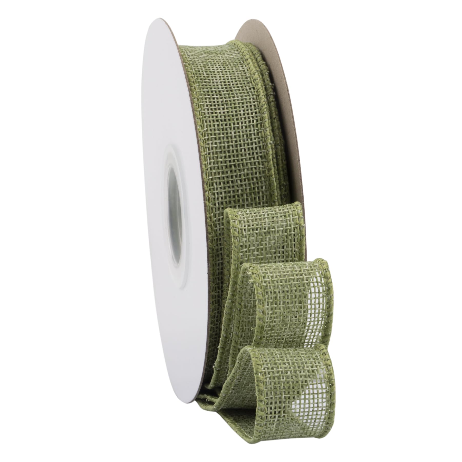 Ribbonitlux Spring Moss Burlap Wired Ribbon, 25mm x 18 Meters, Wired Edge Burlap Ribbon for Gift Wrapping, Big Bow, Wreath, and Christmas Tree Decoration