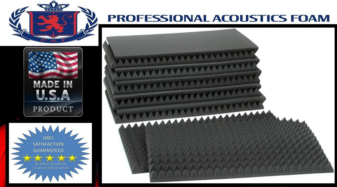 Acoustic Foam provides better soundproofing Prime Condition. use in recording studios, control rooms, Offices home studios, Professional Acoustics Foam 2" Studiofoam Pyramids - 2'x4' 12-pack, Charcoal