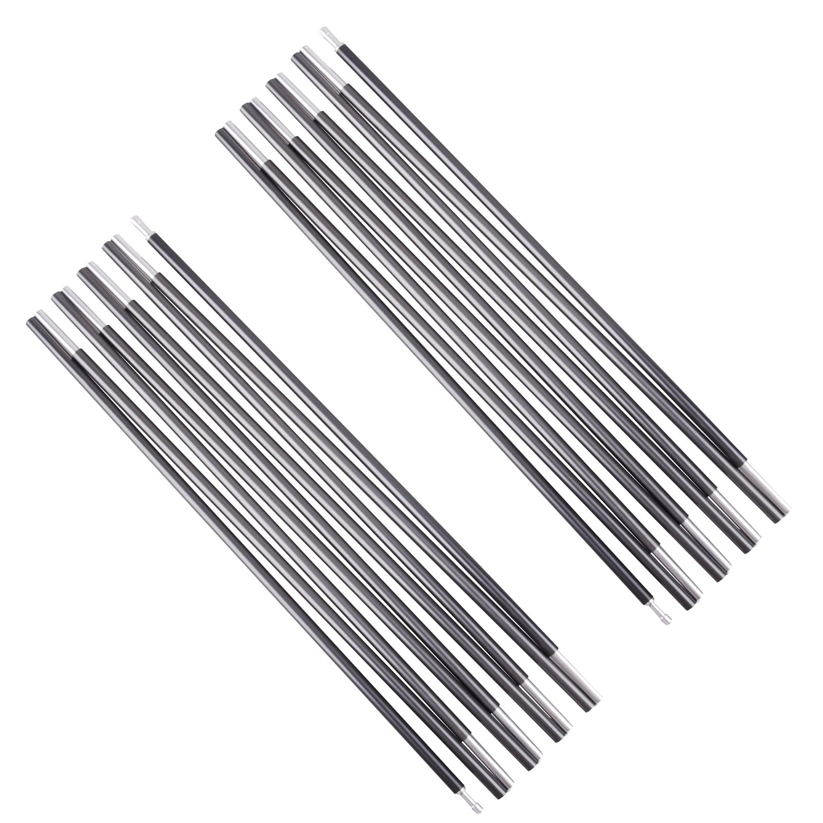 Azarxis Tent Pole Replacements Shock Corded Aluminum Support Rod Kit Adjustable Tent Accessories Equipment for Camping Hiking Backpacking Trekking Travel Tent Awning Set of 2 (Grey - 4.96m)