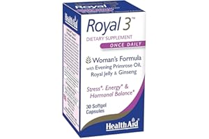 HealthAid Royal 3, with Evening Primrose Oil, Royal Jelly, Ginseng, Once Daily, 30 Capsules, Balances Hormonal System and Enhances Skin and Physical Stamina