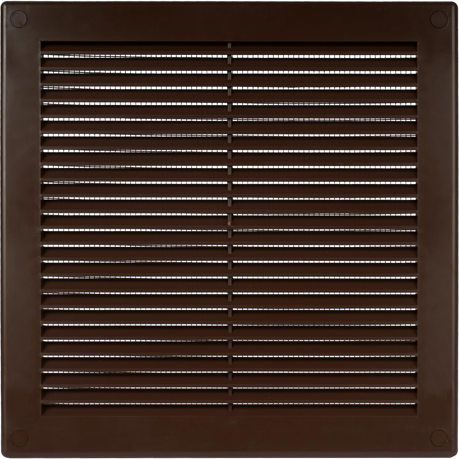 Vent Systems 250 x 250 mm / 10'' x 10'' Inch Brown Soffit Vent Cover - Flat Square Air Vent Louver - Grille Cover - Built-in Insect Screen - HVAC Vents for Bathroom, Home Office, Kitchen