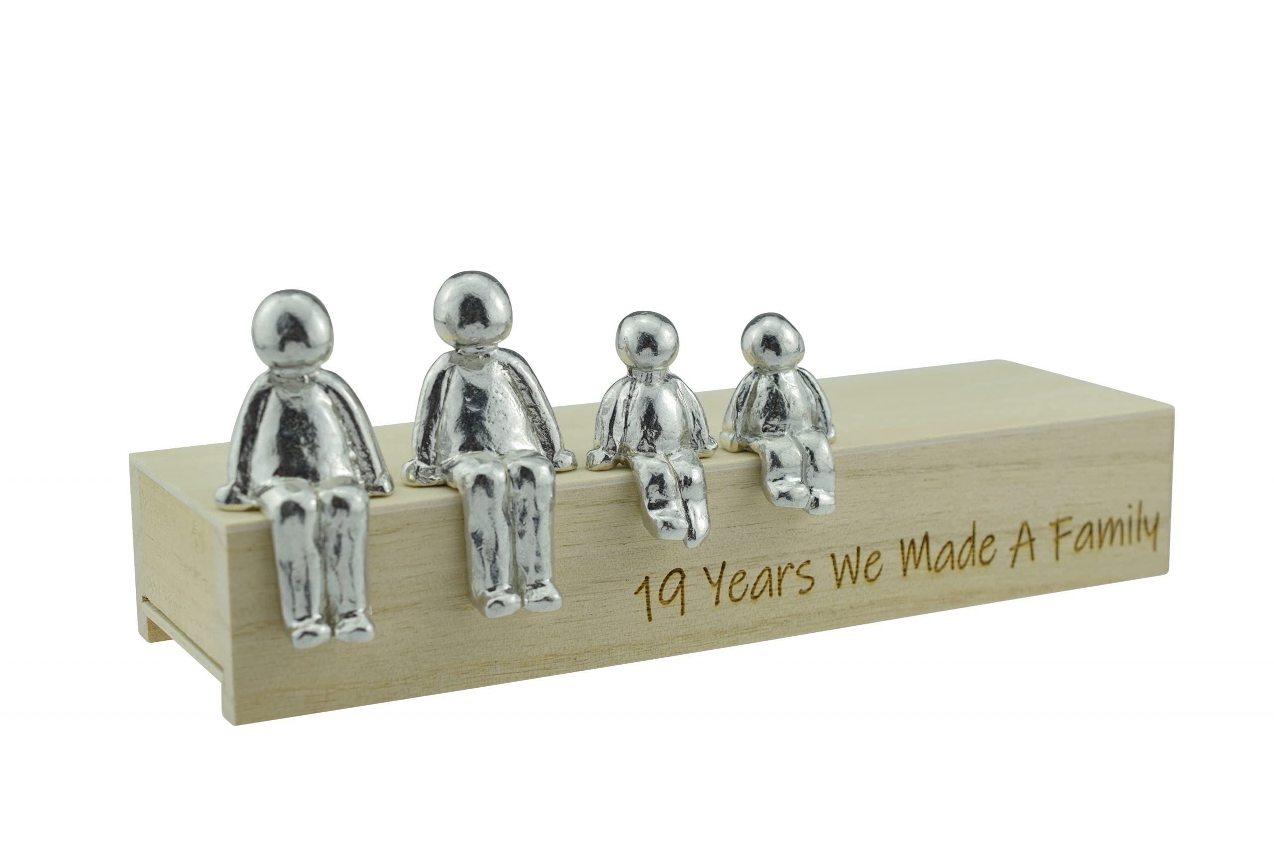 Pirantin 19th Anniversary Idea - 19 Years We Made A Family Metal Ornament - Choose Your Family Combination Box & Woodgrain May Vary(2 Children)