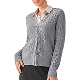 KVSS 100% Pure Cashmere Cardigan for Women Cable-Knit Crewneck Button Up Cardigan Sweaters | Luxury from Inner Mongolia