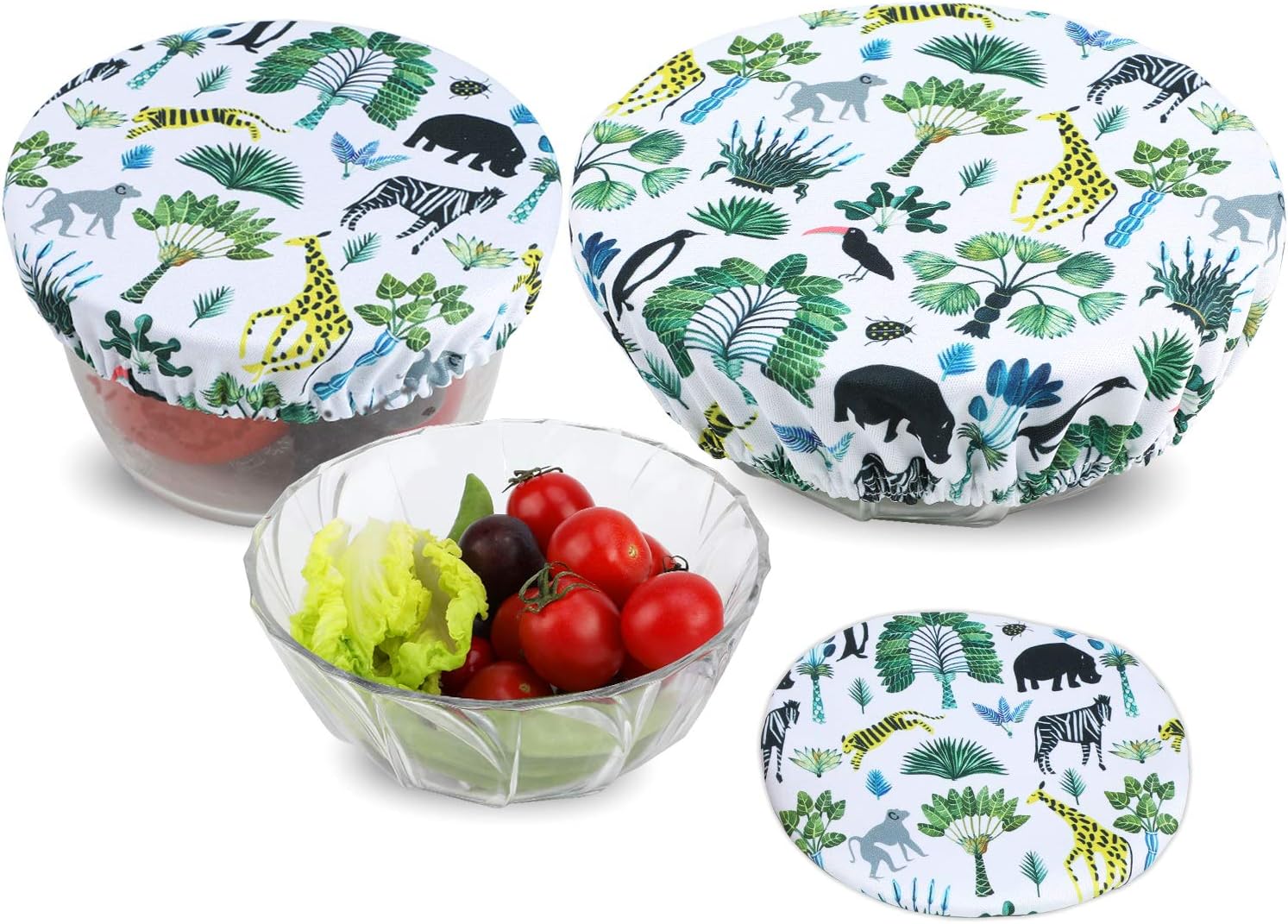 PHOGARY 3 Resuable Food Covers, Stretched Bowl Cover Lids, Fabric