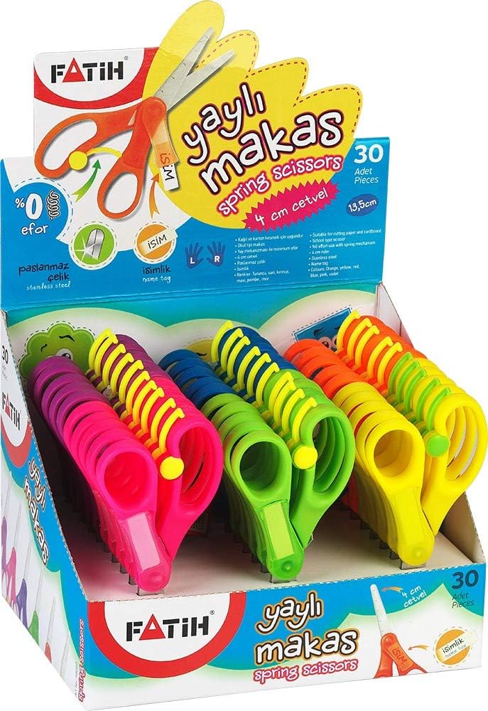 Spring-Loaded Nametag Ruler Children's Scissors. Great Quality. 13.5cm Long (Pink)