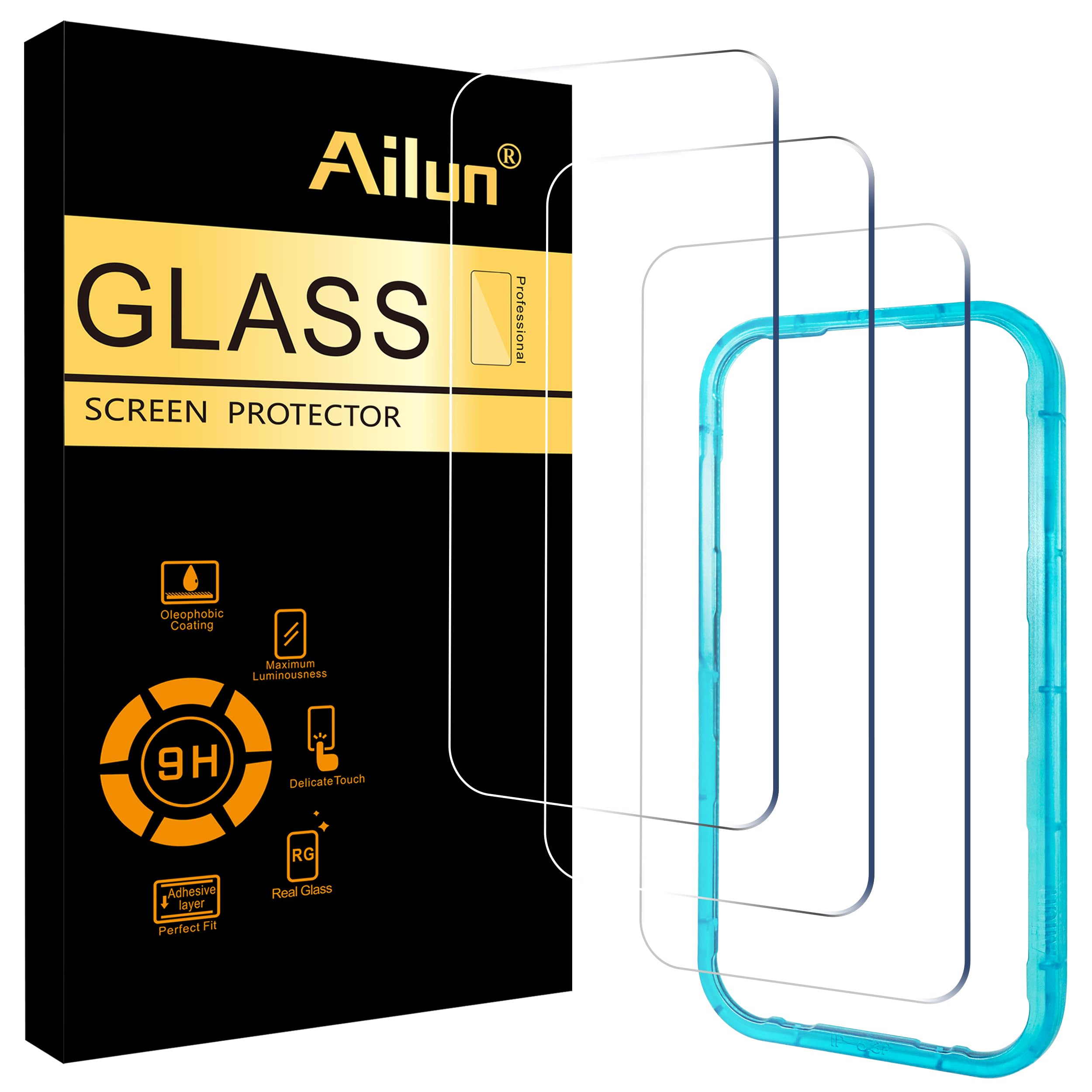 Photo 1 of Ailun 3 Pack Screen Protector for iPhone 17 Pro [6.3 inch] with Installation Frame, Tempered Glass,Sensor Protection, Dynamic Island Compatible, Case Friendly