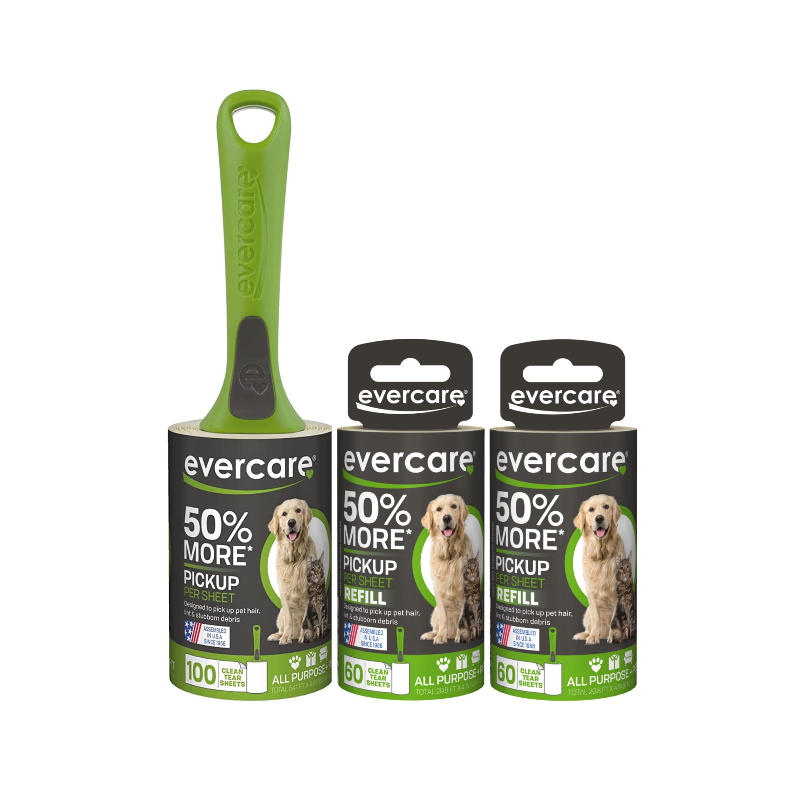 Photo 1 of Evercare Pet Hair Extra Sticky Lint Roller with 2 Refills, New Ergo Grip, 220 Total Sheets (220 Sheets) (220 Sheets)