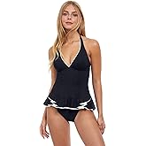 Profile by Gottex Womens Belle Curve V-Neck Halter Tankini Top