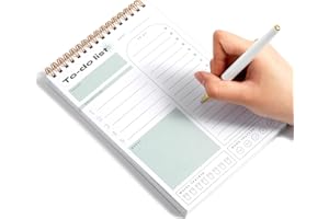 YOMENT To Do List Notepad Daily Planner Notepad 52 Easy Tear-Off Sheets Spring Bound Daily 5.5" x 8" To Do List Check List Notepad Planning Pad for Work Office Home,Green