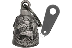 Dream Apparel Motorcycle Biker Bell W/Motorcycle Bell Hanger, Motorcycle Accessories or Key Chain for Luck, Silver