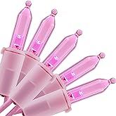 YULETIME Pink LED Christmas Lights with Pink Wire, 33 ft 100 Count UL Certified Commercial Grade Holiday String Light Set