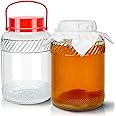 YoenKtss 1.3 Gallon Glass Kombucha Brewing Jars Set of 2, Wide Mouth Glass Jars with Lid and Handle, Perfect for Sun tea, Mead, Limoncello