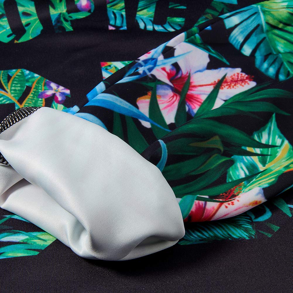 TUONROAD 3D Long Sleeve Hoodies Tshirt Tropical Number Pattern Floral Leaves Blossom Drawstring Hooded Pullover for Men Women Guys Athletic Volleyball Basketball Sweatshirts with Big Pocket