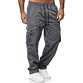 HOTake Men's Casual Cargo Sweatpants Waist Drawstring Joggers Hiking Tactical Pants for Men with Pockets
