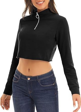 half zip pullover cropped