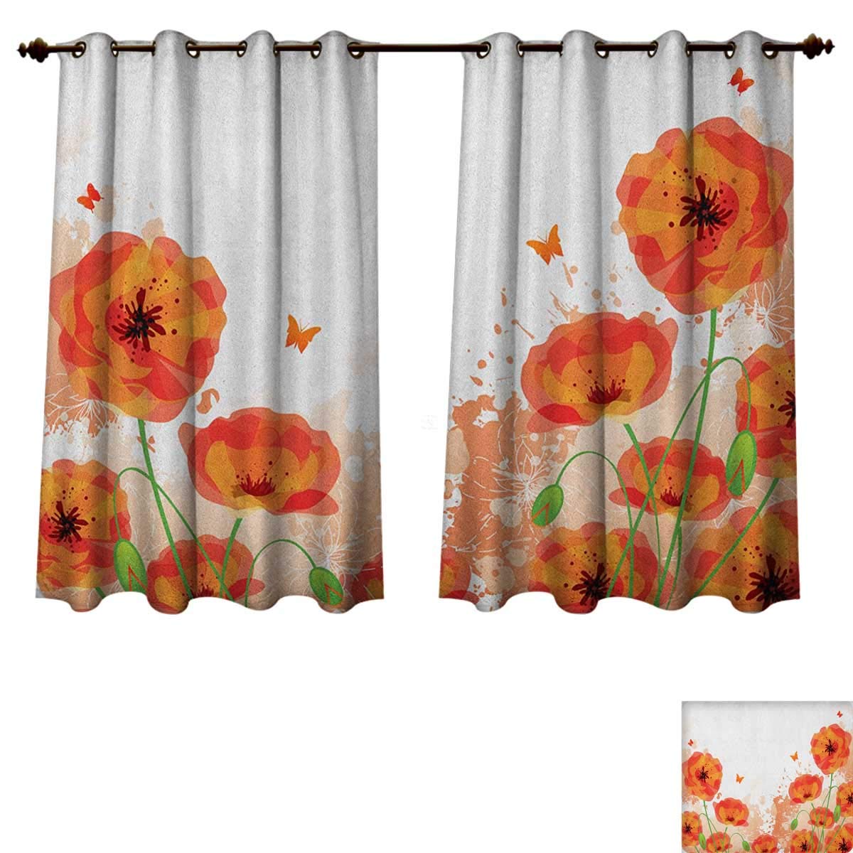 Poppy Blackout Curtains Panels For Bedroom Digital Watercolors