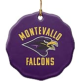 GRAPHICS & MORE University of Montevallo Falcons Logo Porcelain Scalloped Holiday Christmas Tree Ornament - 2.8" (7.1 cm)