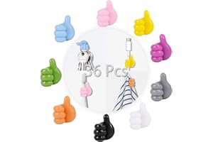 CERETIA 36 Pcs Modern Silicone Rubber Thumb Hooks, 9 Color, J-shape, Waterproof, Rust Resistant, 4.4 lb Capacity, Key Holder, Wall, Kitchen, Bathroom, Living Rooms, Bedrooms, Offices