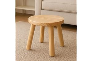 GZQXHOME Solid Wood Step Stool for Kids & Adults - Multi-Use Toddler Wooden Stool for Bathroom, Playroom, Living Room,Sturdy 4-Leg Design with Non-Slip Pads,Easy Clean Surface,Easy Assembly (Natural)