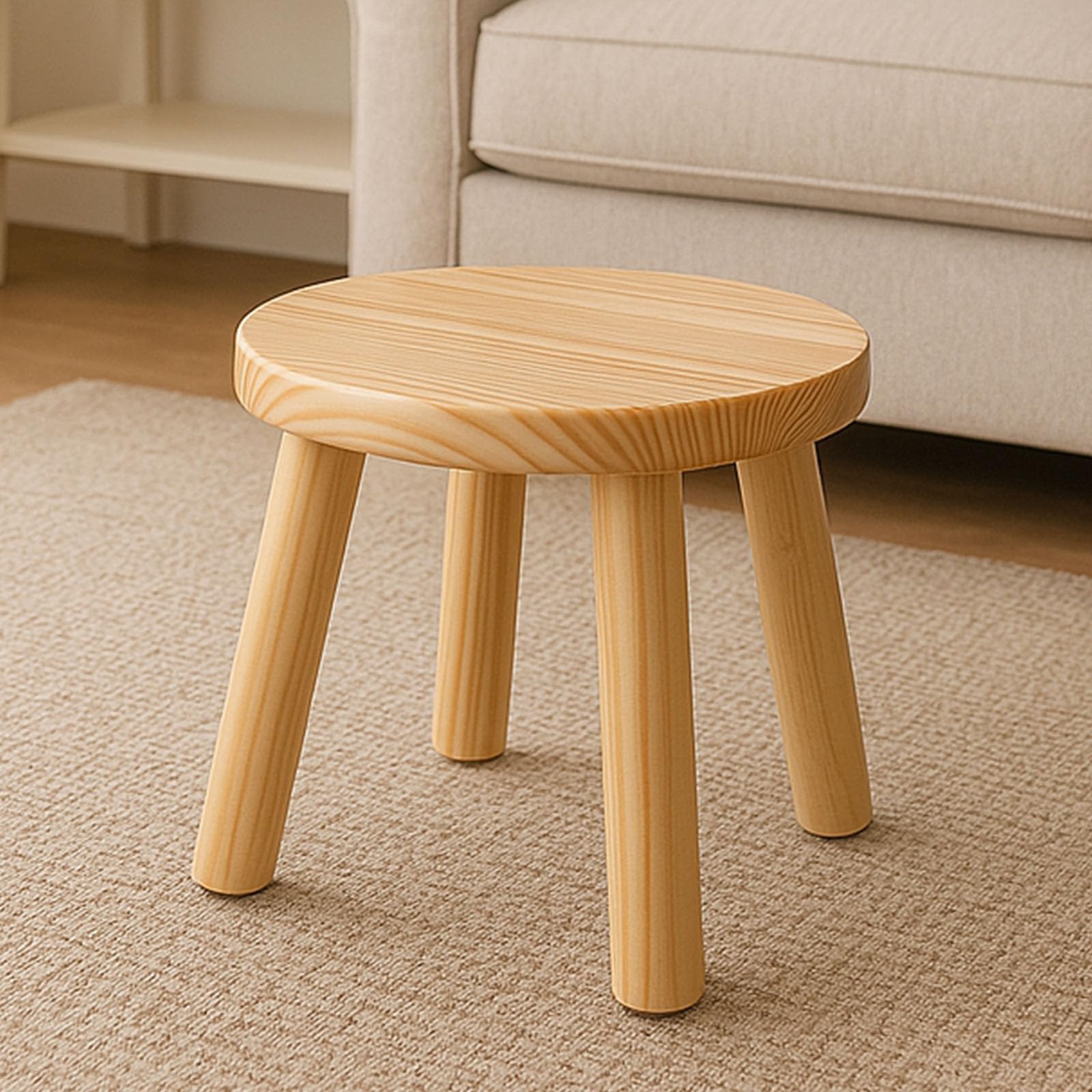 Photo 1 of GZQXHOME Solid Wood Step Stool for Kids & Adults - Multi-Use Toddler Wooden Stool for Bathroom, Playroom, Living Room,Sturdy 4-Leg Design with Non-Slip Pads,Easy Clean Surface,Easy Assembly (Natural)