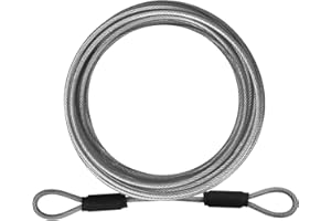VIVBOO 3mm Stainless Steel Security Cable 4/6/10/15FT Luggage Lock Safety Cable Wire Flexible Steel Cable Security Wire Rope with Double Loop (1 Pack)