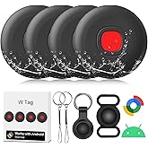 Tracker Tags-4 Pack Android Bluetooth Tracker for Android Tracker Tags, Google's Find Hub App, Item Finder for Luggage Tag Tracker, Waterproof Item Locator for Keys, Wallet, Bag(Black)