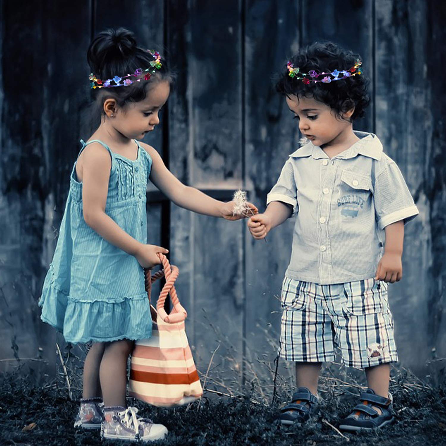 Led Blumenkranz, Joyibay 10PCS Garland Stirnband Dekorative Leucht Flower Crown Blumenkranz für Frauen Mädchen mit 3 verschiedenen LED-Modi Dekor, Glow Wreath Kopfschmuck für Festival Hochzeitsfeier